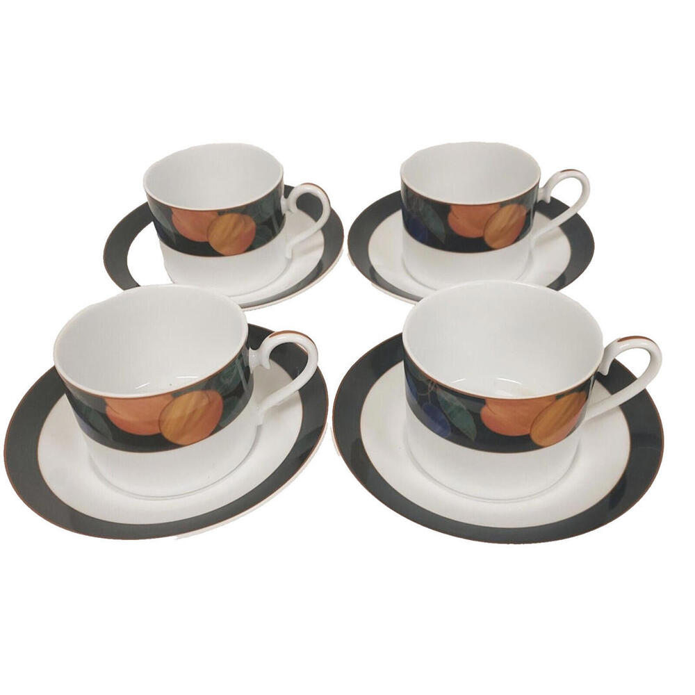 Vintage Noritake Forest Bounty Porcelain Cup & Saucer 2.5"  4 Sets